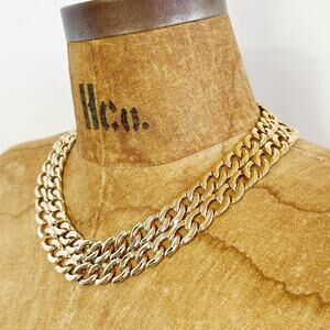 Vintage Gold Chain Link Chunky Minimalist Choker Necklace